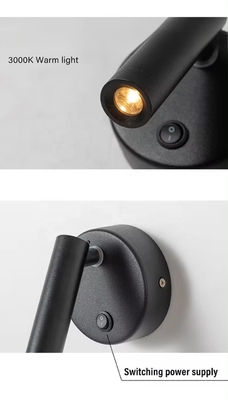 30000 Hours Working Time Aluminum Rotatable Bedside LED Reading Wall Light for Hotel